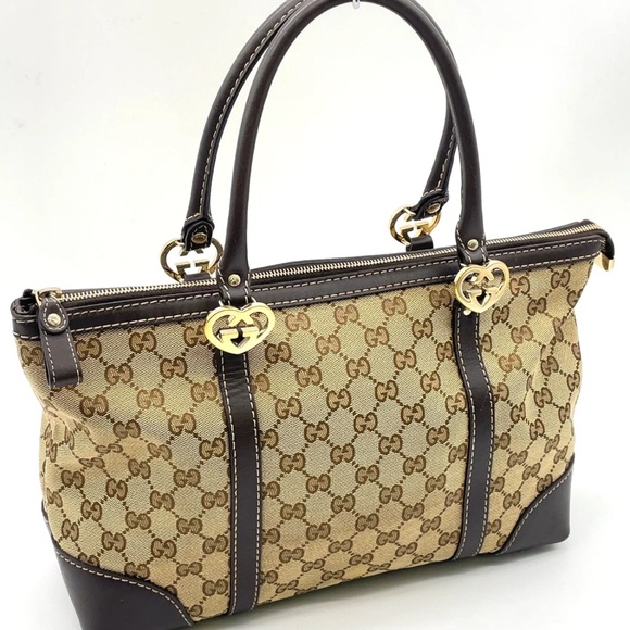 Gucci GG ❤️Lovely Heart Collection❤️ canvas and leather tote - Picture 4 of 14